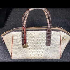 Brahmin Croc Embossed Tri-color Satchel